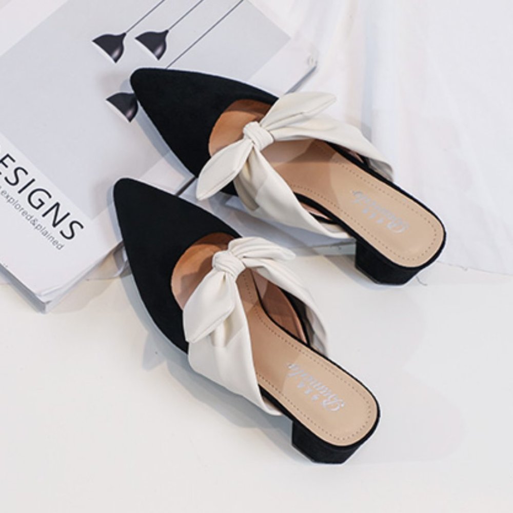 Summer mid-heel Pointed-Toe Chunkyheel spring style French gentle  and autumn wo